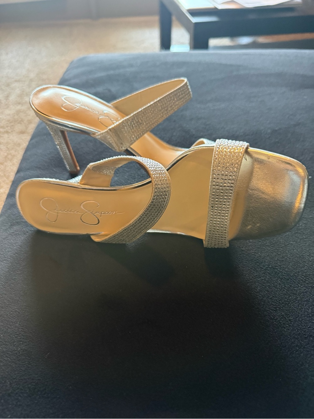 Jessica Simpson Silver Rhinestone Strap Sandals - Picture 3 of 3